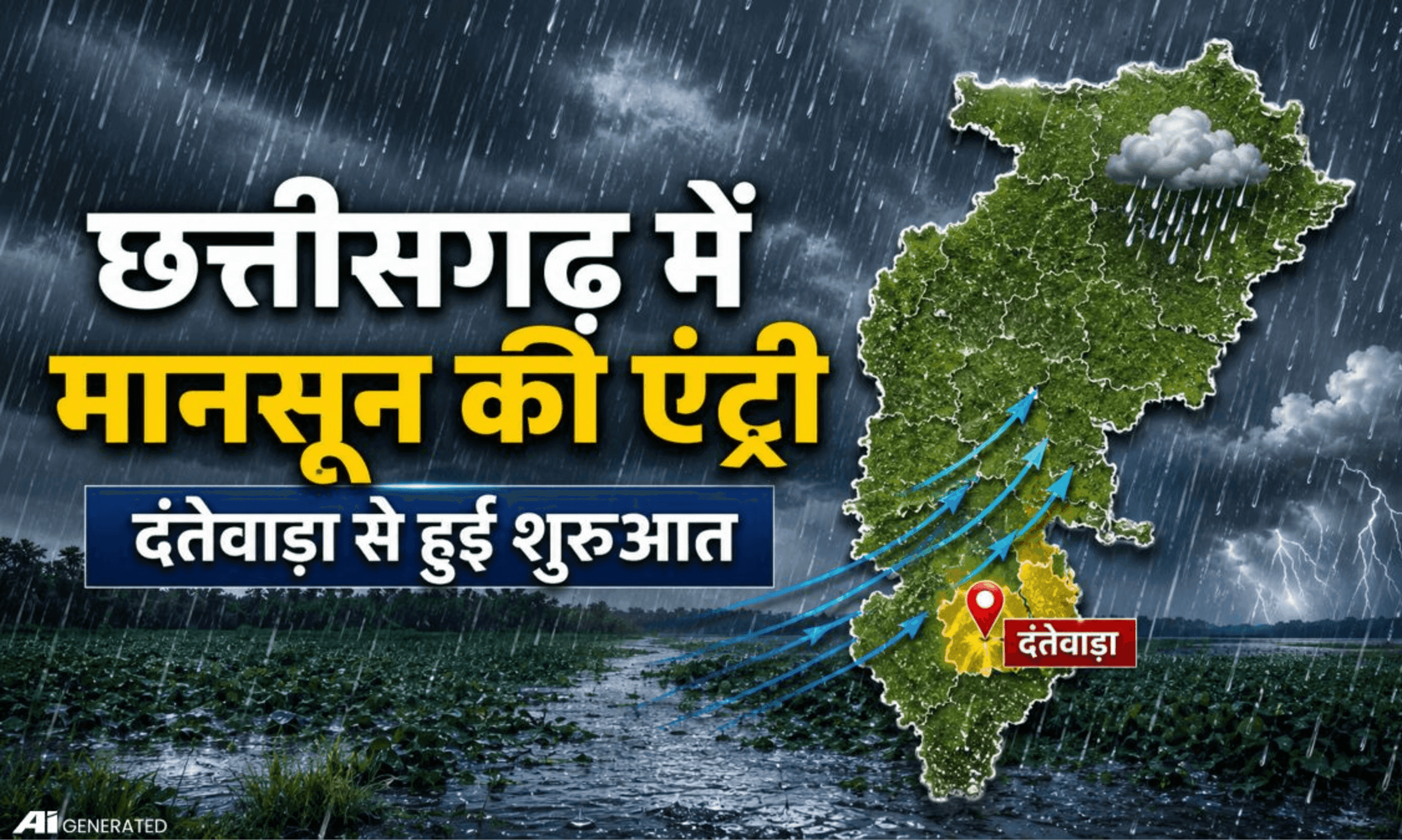 छत्तीसगढ़ में मानसून की धमाकेदार एंट्री: दंतेवाड़ा के रास्ते पहुंचा मानसून, भीषण गर्मी से मिलेगी राहत, मौसम विभाग ने जारी किया अलर्ट