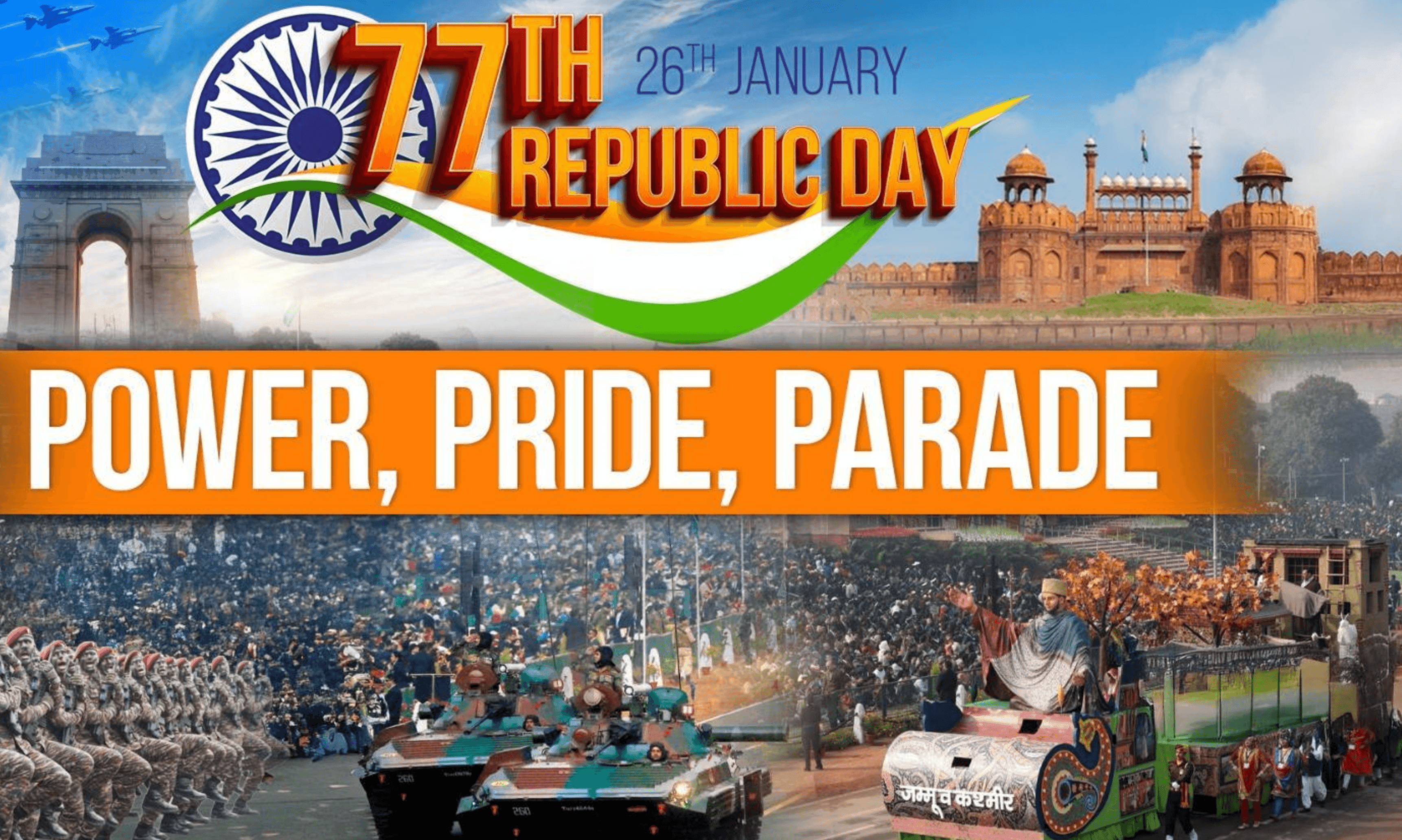 77वां गणतंत्र दिवस: कर्तव्य पथ पर भारत का भव्य शक्ति प्रदर्शन, सैन्य ताकत और सांस्कृतिक गौरव की दिखी झलक